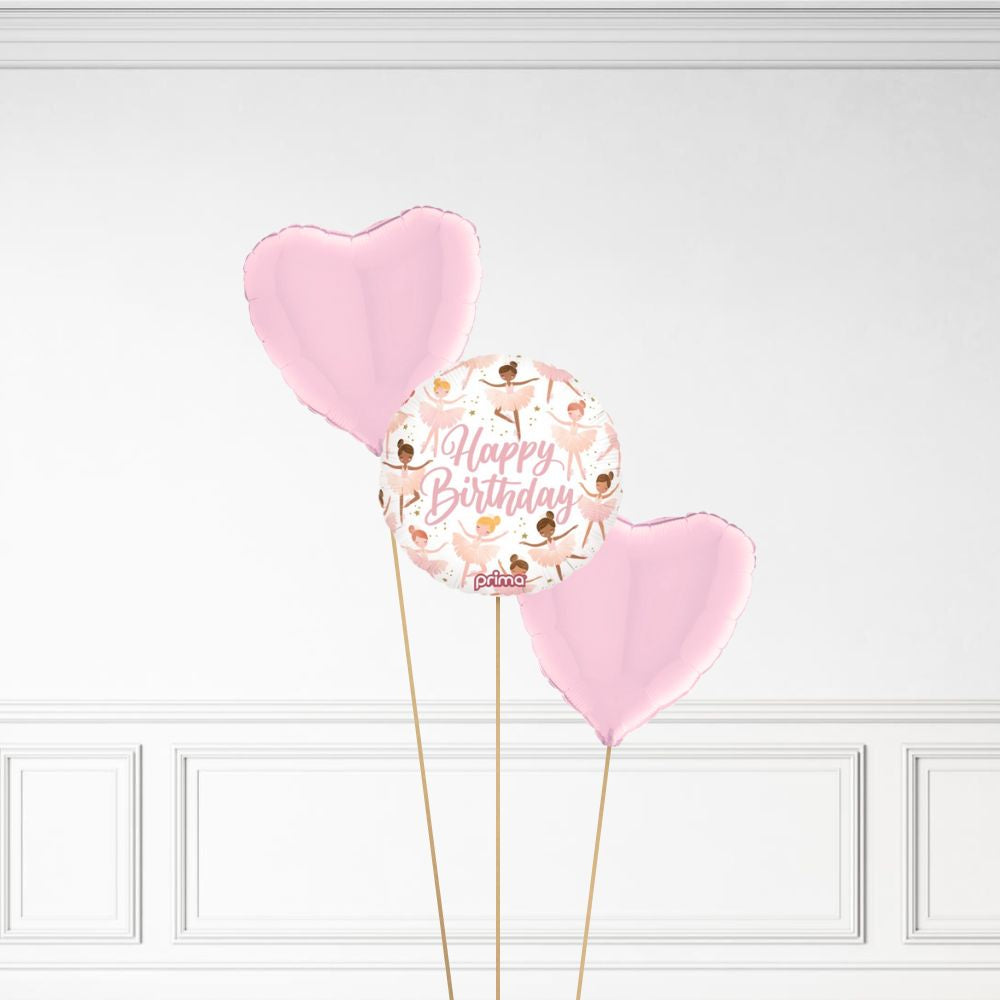 Happy Birthday - Helium Heart Balloon Bunch