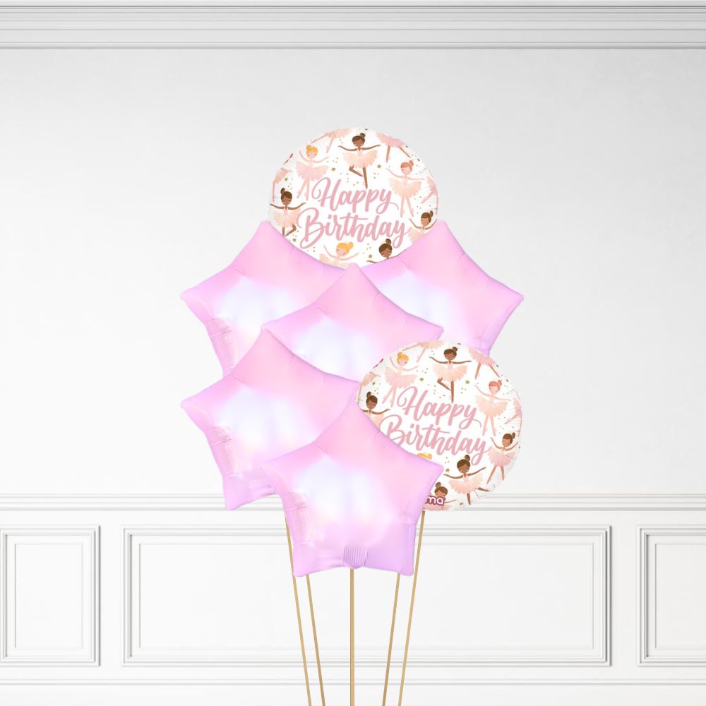 Happy Birthday - Helium Star Balloon Bunch