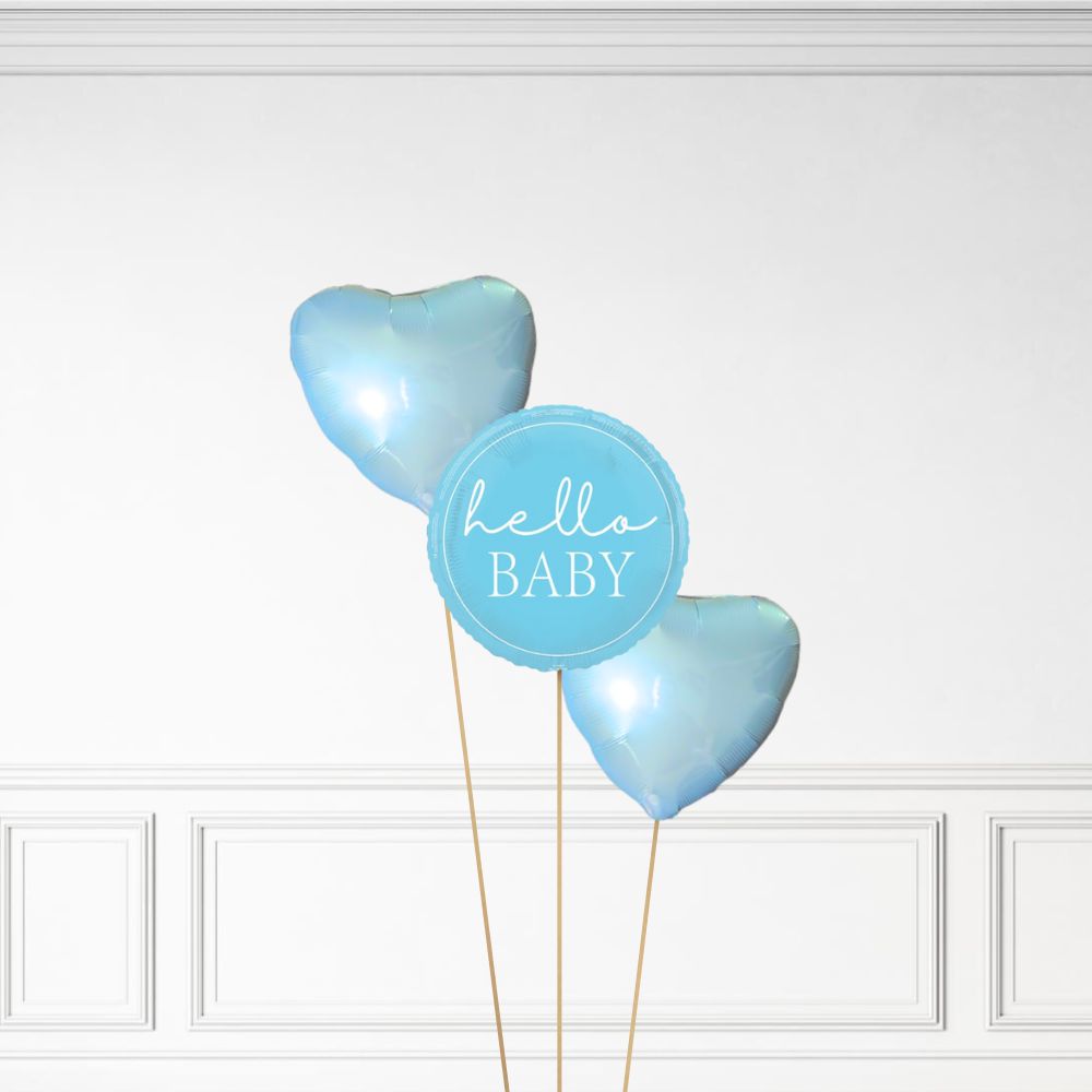 Hello Baby - Helium Heart Balloon Bunch