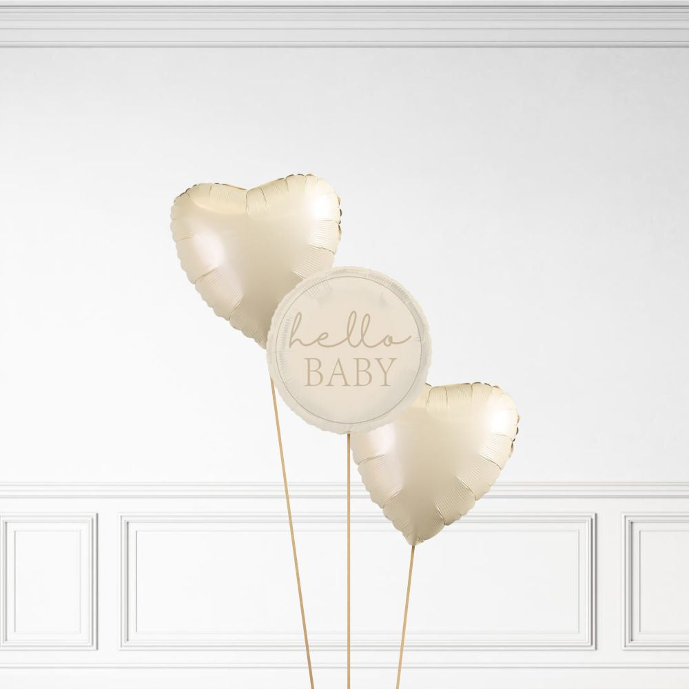 Hello Baby - Helium Heart Balloon Bunch