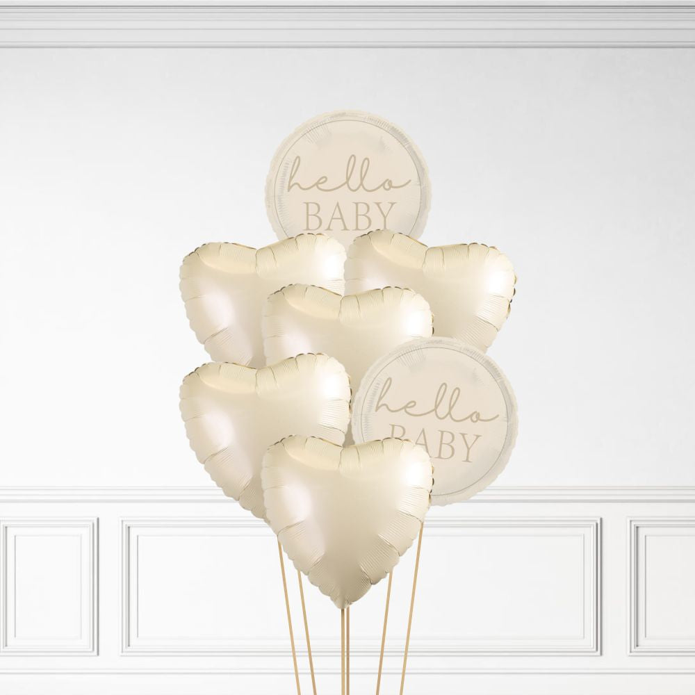 Hello Baby - Helium Heart Balloon Bunch