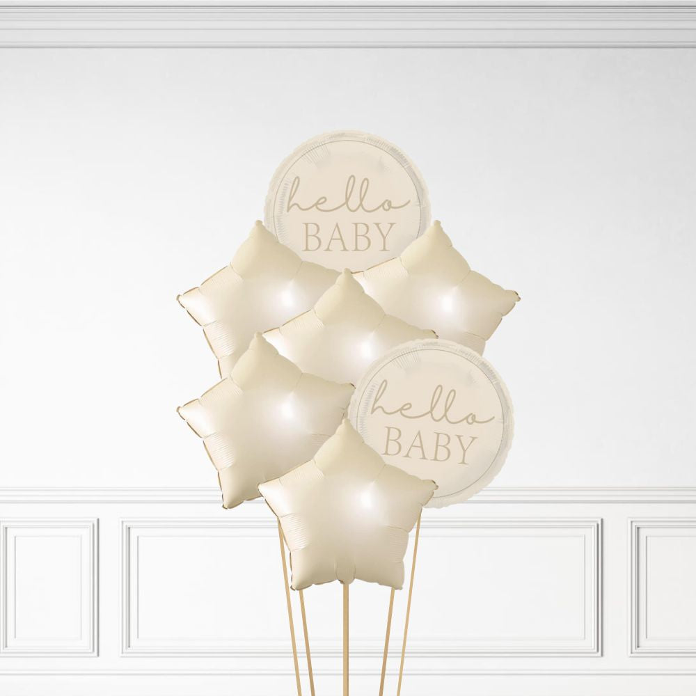 Hello Baby - Helium Star Balloon Bunch