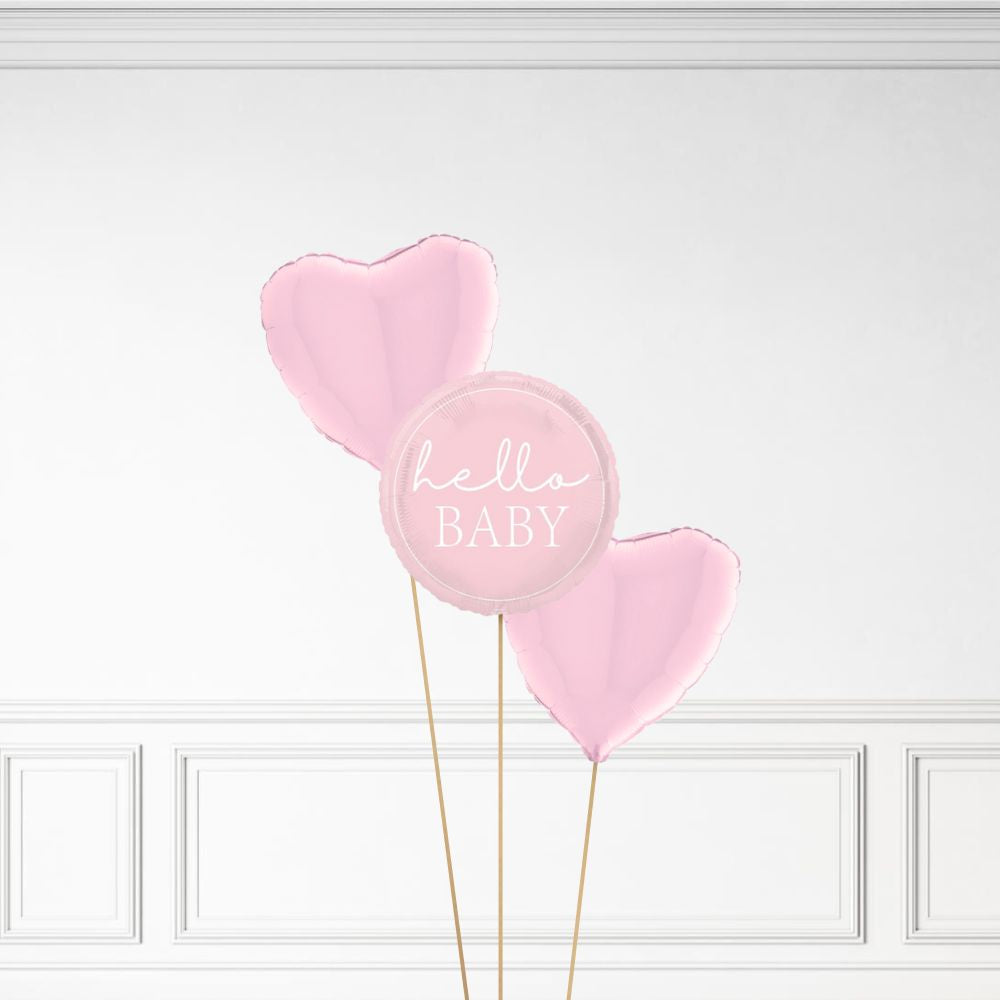 Hello Baby - Helium Heart Balloon Bunch