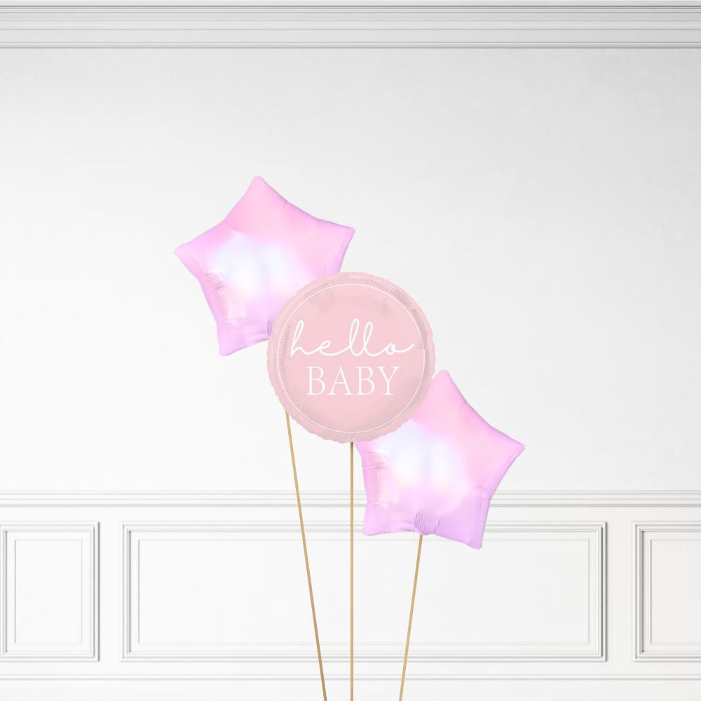 Hello Baby - Helium Star Balloon Bunch