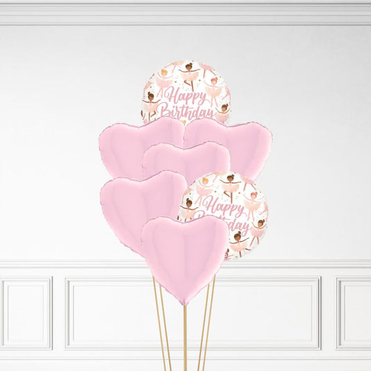 Happy Birthday - Helium Heart Balloon Bunch