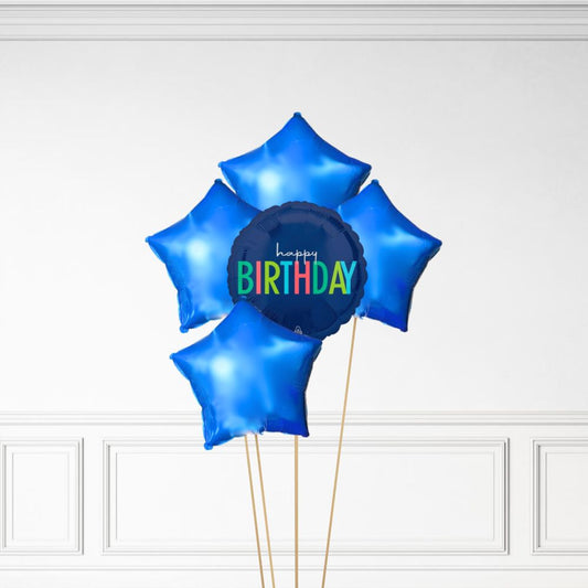 Happy Birthday - Helium Star Balloon Bunch