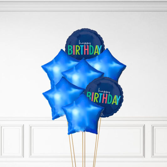 Happy Birthday - Helium Star Balloon Bunch