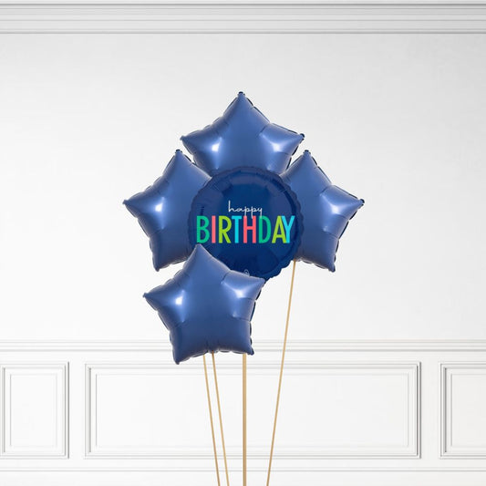 Happy Birthday - Helium Star Balloon Bunch