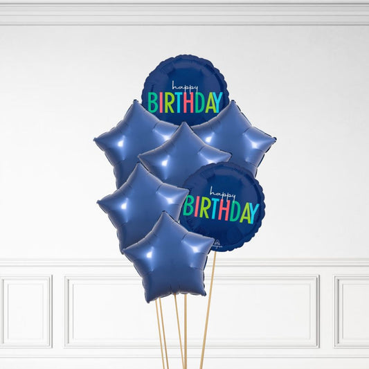 Happy Birthday - Helium Star Balloon Bunch