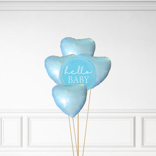 Hello Baby - Helium Heart Balloon Bunch
