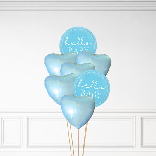 Hello Baby - Helium Heart Balloon Bunch