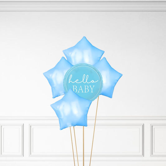Hello Baby - Helium Star Balloon Bunch