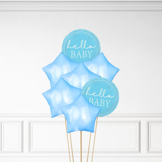 Hello Baby - Helium Star Balloon Bunch
