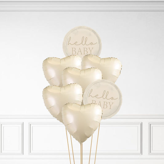 Hello Baby - Helium Heart Balloon Bunch