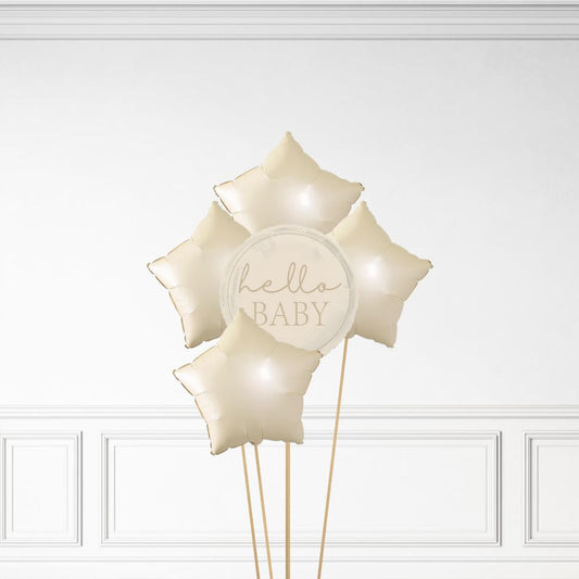 Hello Baby - Helium Star Balloon Bunch
