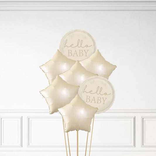 Hello Baby - Helium Star Balloon Bunch