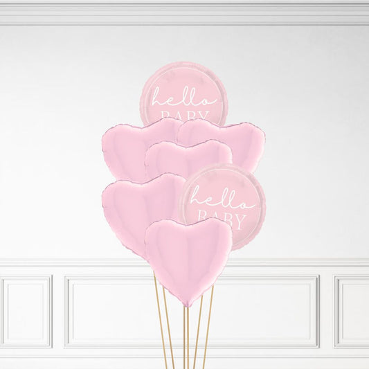 Hello Baby - Helium Heart Balloon Bunch