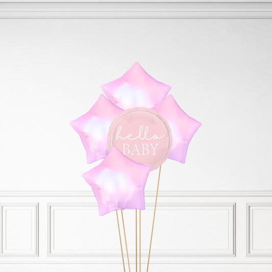 Hello Baby - Helium Star Balloon Bunch