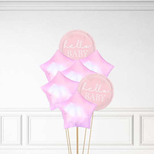Hello Baby - Helium Star Balloon Bunch